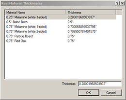 Real Material Thickness