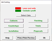 Job Costing: Main Screen